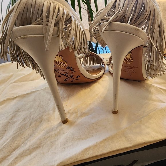 Altuzarra Wild Fringe White Sandals Sz 39 - Picture 3 of 5